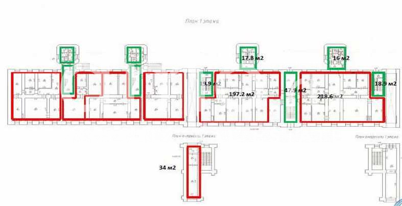 Планировка офиса 34-570.3 м², 1 этаж, БЦ «Шпалерная 52»