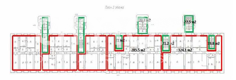 Планировка офиса 285-714.4 м², 2 этаж, БЦ «Шпалерная 52»